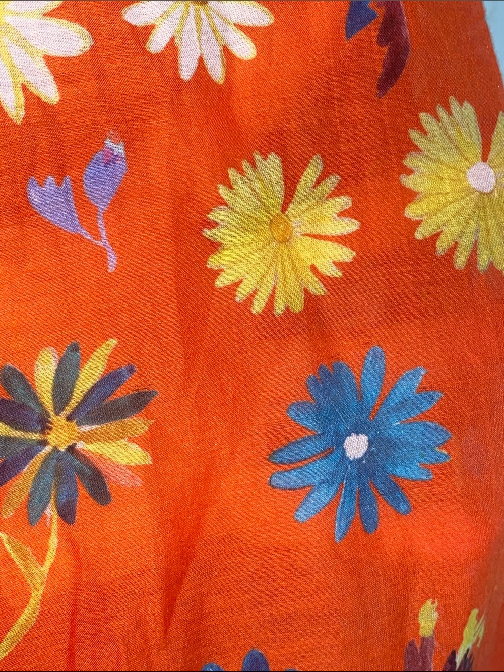 Sezane x G. Kero Pierro Vibrant Orange Floral Button-Up Blouse- Cotton & Silk - Picture 5 of 7